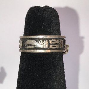 Sterling Silver Tribal Toucan Ring, Size 8 1/2